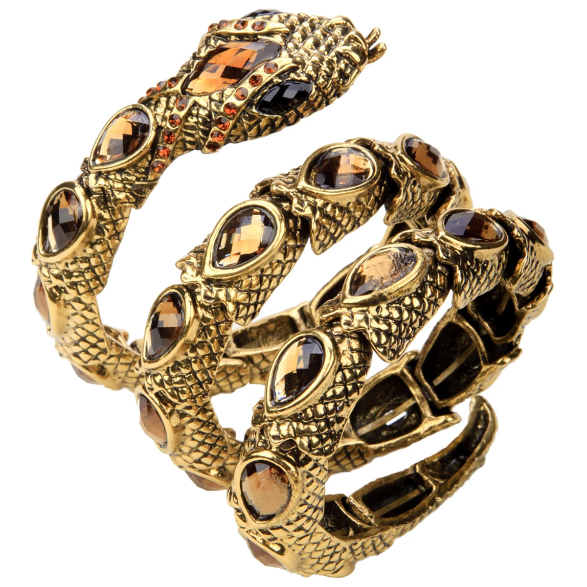 SERPENT Coil Crystal Arm Cuff-Bracelet-SAINT CHIC