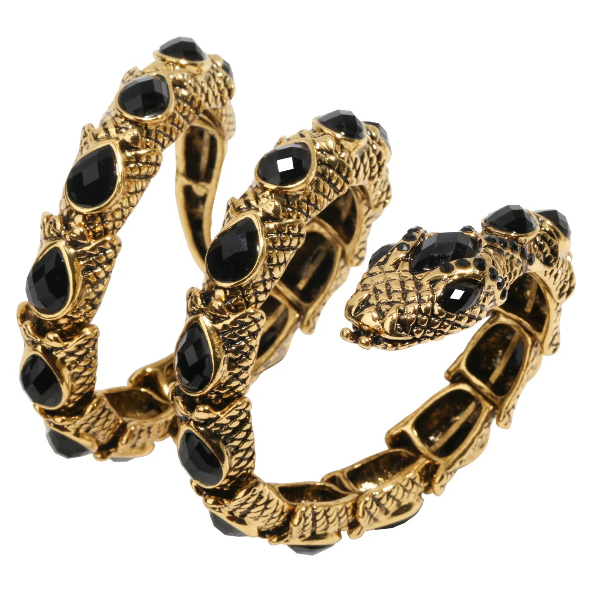 SERPENT Coil Crystal Arm Cuff-Bracelet-SAINT CHIC