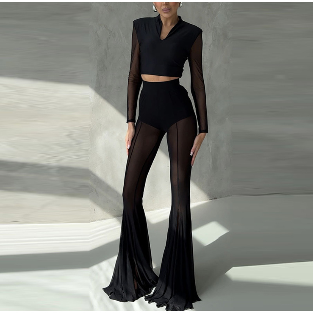 SIREN Sheer Flare Pants-pant-SAINT CHIC