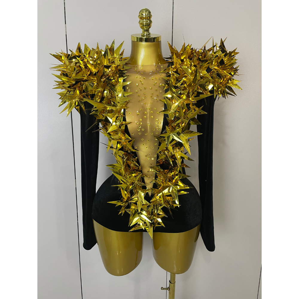 STARBURST Velvet Mesh Illusion Bodysuit-bodysuit-SAINT CHIC Main image