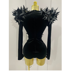 STARBURST Velvet Mesh Illusion Bodysuit-bodysuit-SAINT CHIC