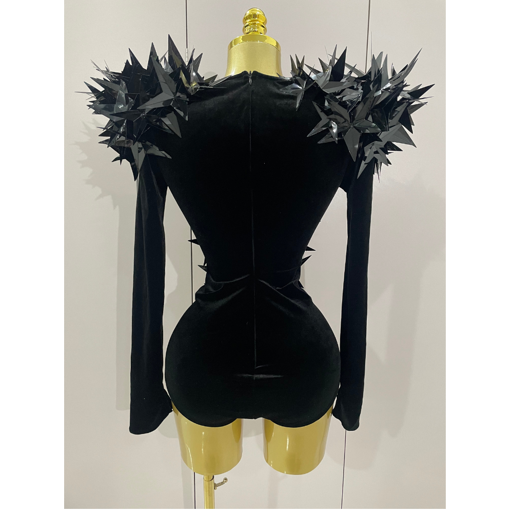STARBURST Velvet Mesh Illusion Bodysuit-bodysuit-SAINT CHIC