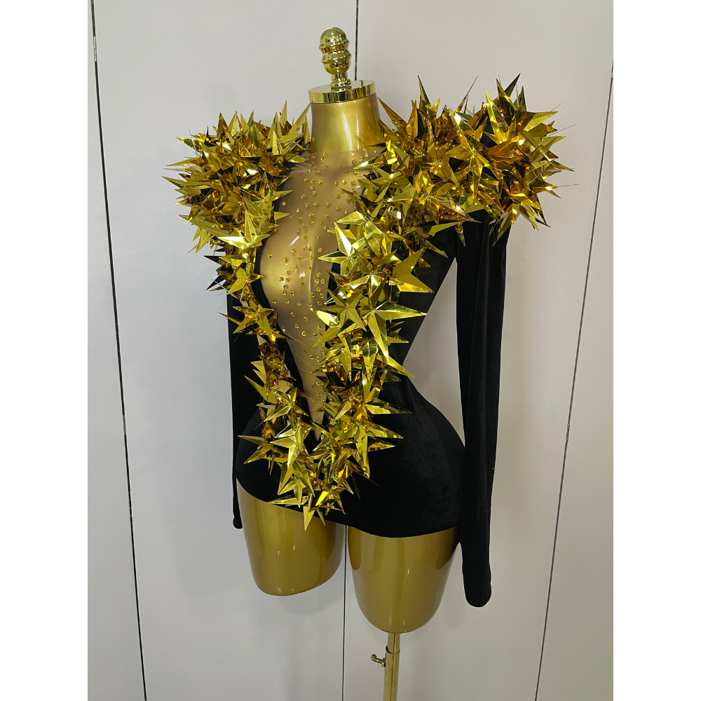 STARBURST Velvet Mesh Illusion Bodysuit-bodysuit-SAINT CHIC