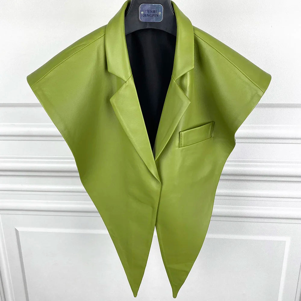 STRUCTURED Leather Shawl Collar-outerwear-SAINT CHIC