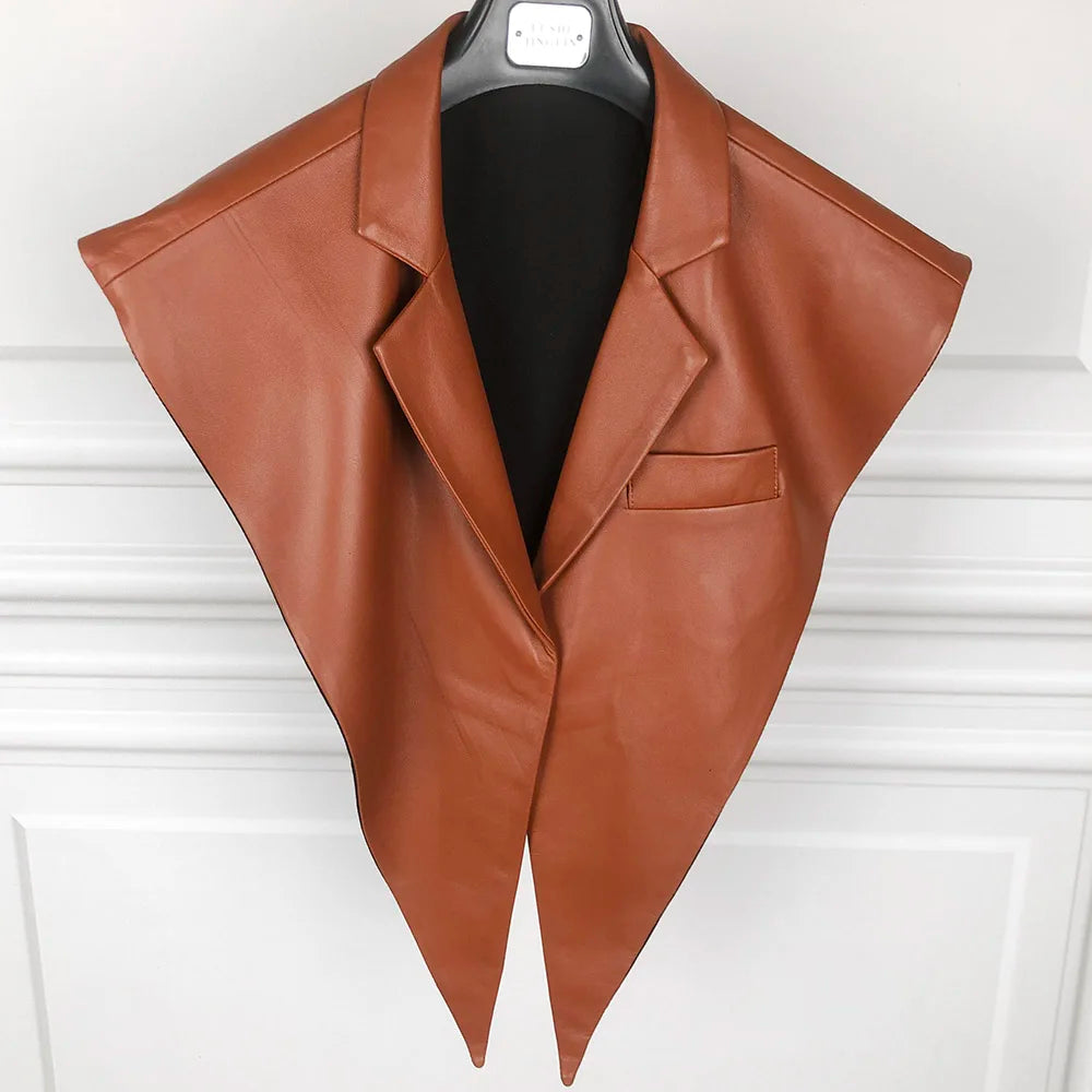 STRUCTURED Leather Shawl Collar-outerwear-SAINT CHIC