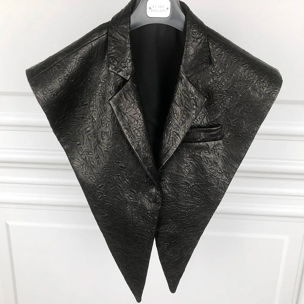 STRUCTURED Leather Shawl Collar-outerwear-SAINT CHIC