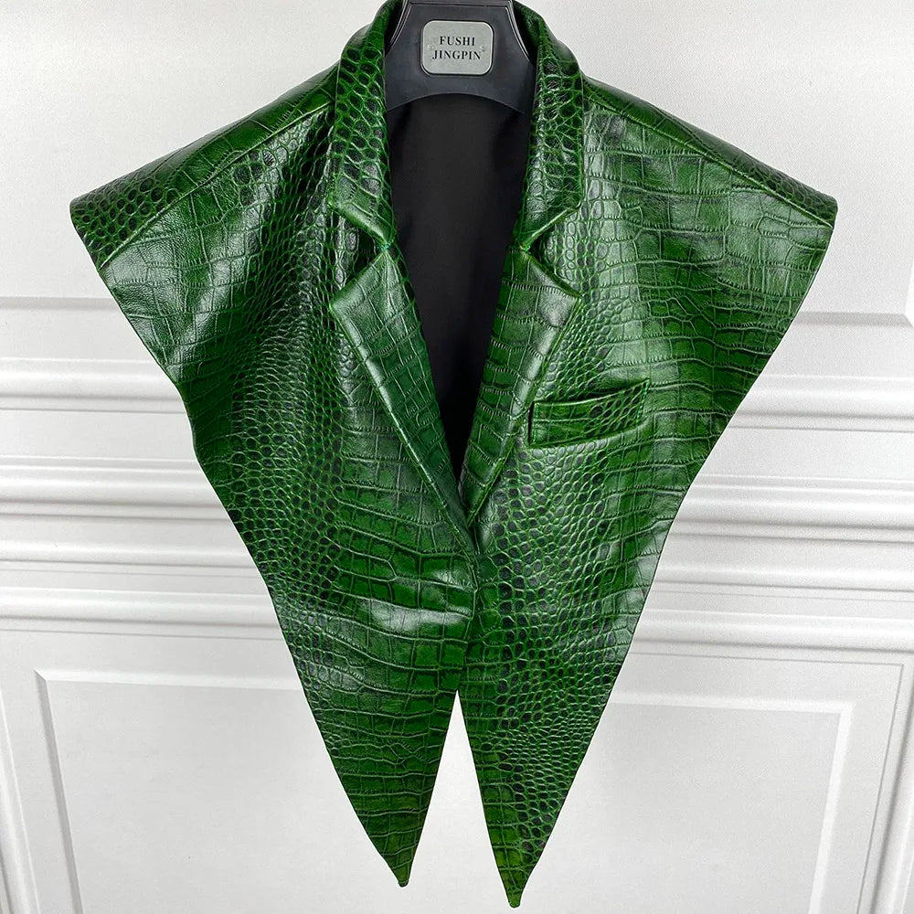 STRUCTURED Leather Shawl Collar-outerwear-SAINT CHIC