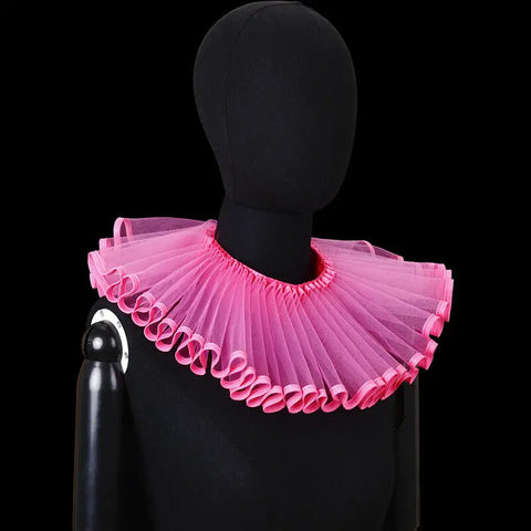 PLEAT DRAMA Mesh Ruffle Collar