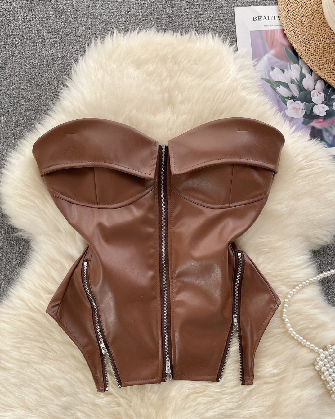 VIXEN Zip Corset-Top-SAINT CHIC