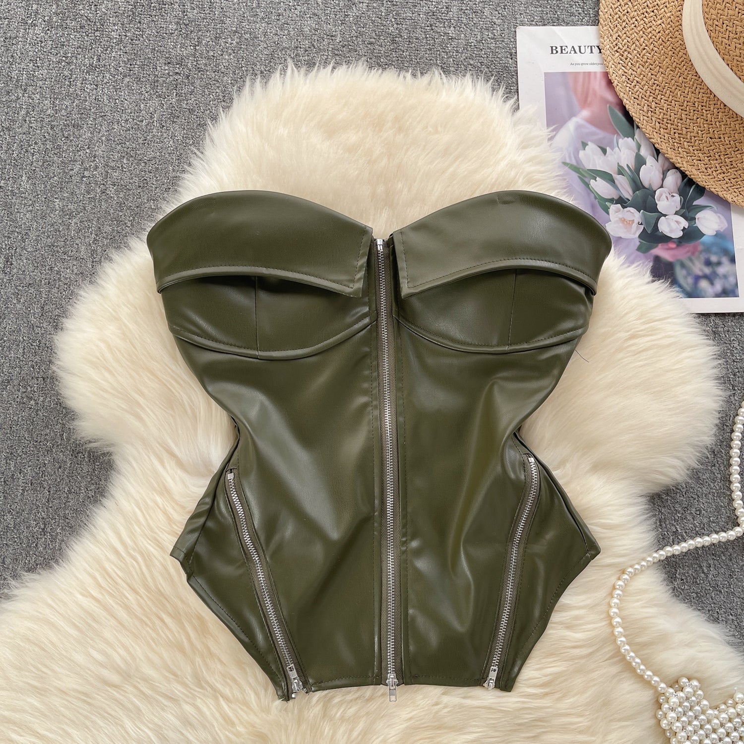 VIXEN Zip Corset-Top-SAINT CHIC