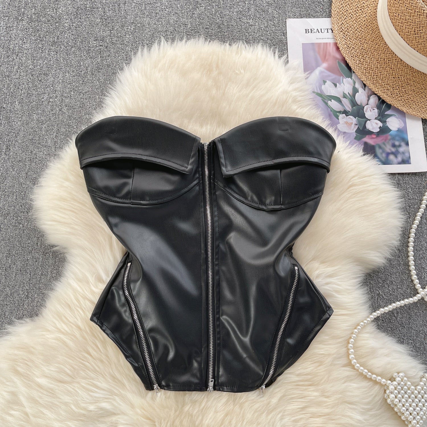 VIXEN Zip Corset-Top-SAINT CHIC