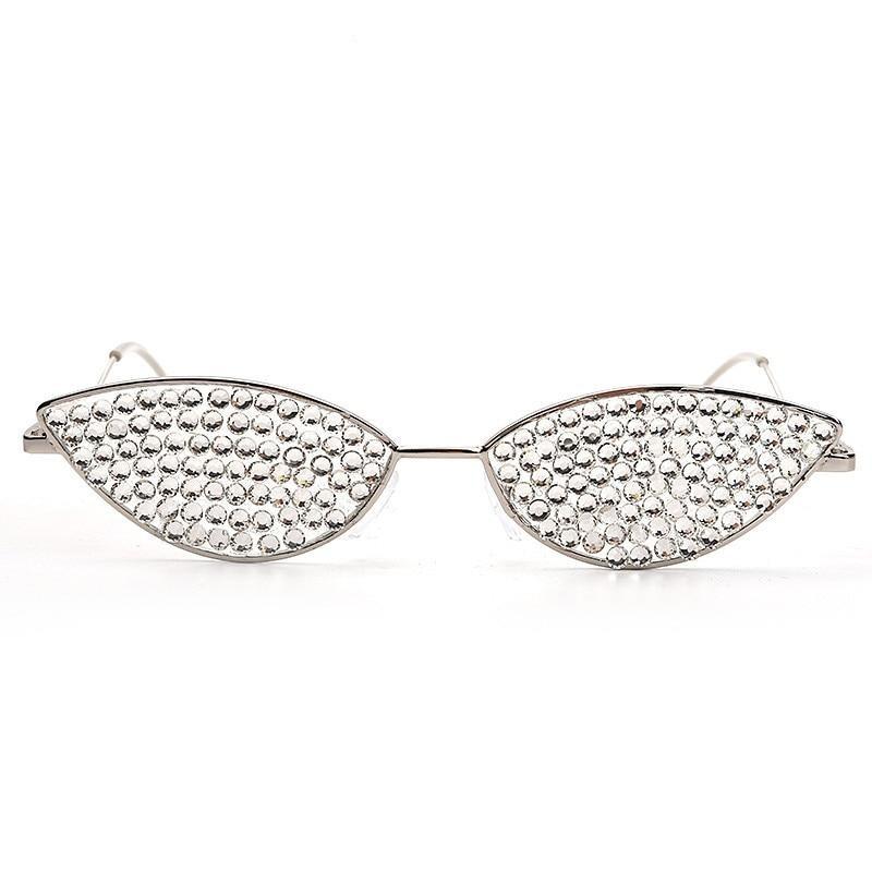 CAT-EYE Rhinestone Sun Glasses-Sunglasses-SAINT CHIC-Silver-SAINT CHIC