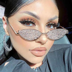 CAT-EYE Rhinestone Sun Glasses-Sunglasses-SAINT CHIC-Silver-SAINT CHIC