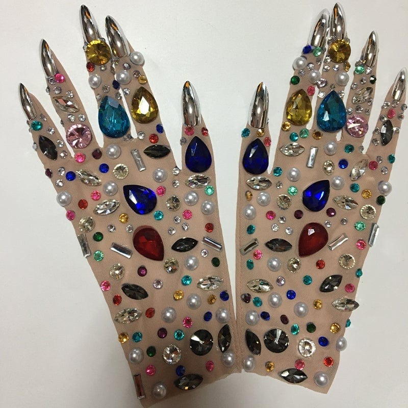 DISCO Rhinestone Gloves-Gloves-SAINT CHIC-Black-S-SAINT CHIC