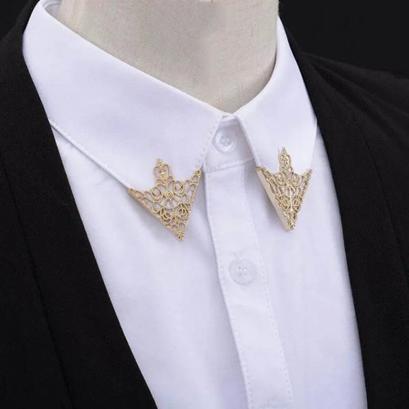 DALLAS Triangle Collar Pins – Metalwork Statement Brooches-brooch-SAINT CHIC Main image